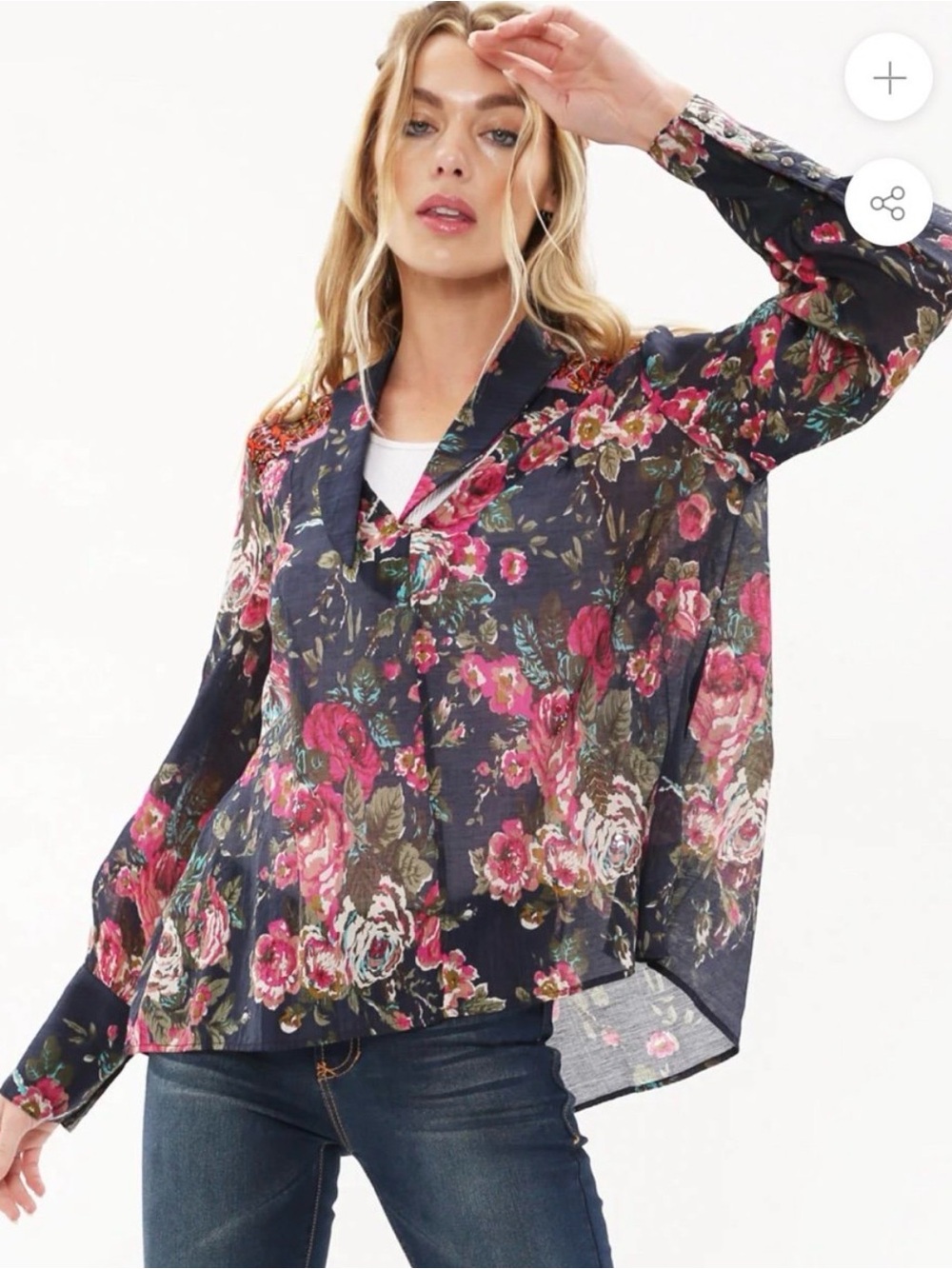 Aratta Silent Journey Floral Velvet Burnout Blouse S Boho Whimisigoth Romantic - Picture 3 of 12